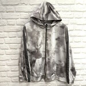 Nike Iconic Clash Mesh Gray Hoodie Zip Up Unisex Sz 3XL Tie-Dye Athletic Wear